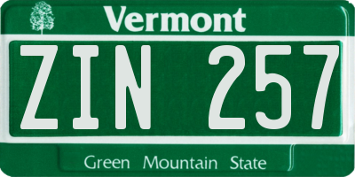 VT license plate ZIN257