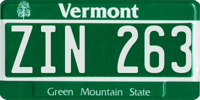 VT license plate ZIN263
