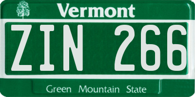 VT license plate ZIN266
