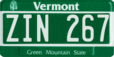 VT license plate ZIN267