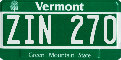VT license plate ZIN270