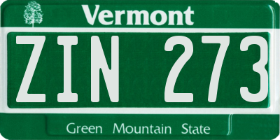 VT license plate ZIN273