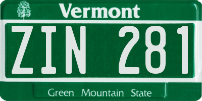 VT license plate ZIN281