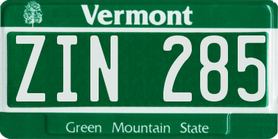 VT license plate ZIN285