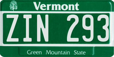 VT license plate ZIN293