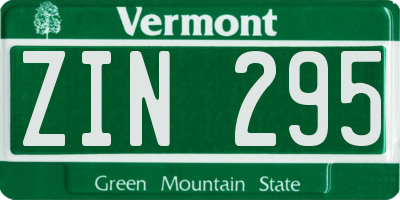 VT license plate ZIN295