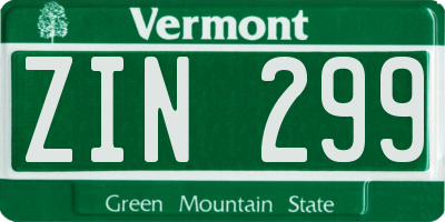 VT license plate ZIN299