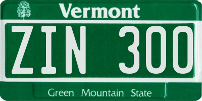 VT license plate ZIN300