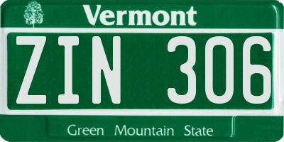 VT license plate ZIN306