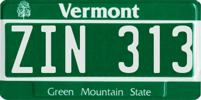 VT license plate ZIN313