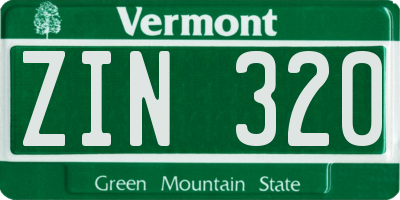 VT license plate ZIN320