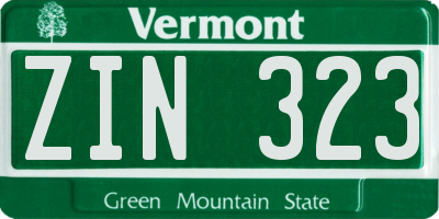 VT license plate ZIN323