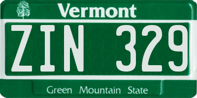 VT license plate ZIN329