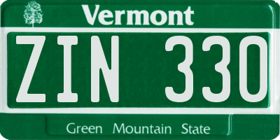 VT license plate ZIN330