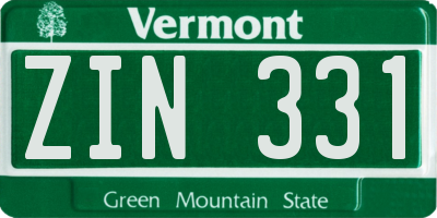 VT license plate ZIN331