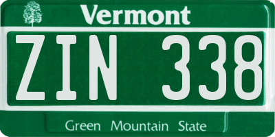 VT license plate ZIN338