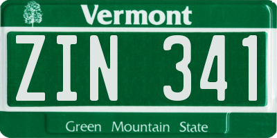 VT license plate ZIN341