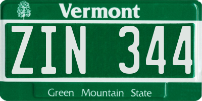 VT license plate ZIN344