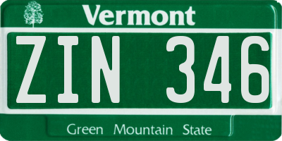 VT license plate ZIN346