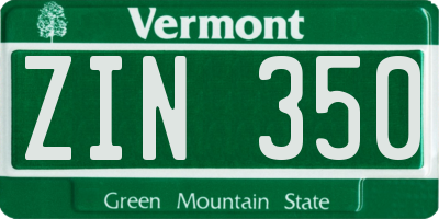 VT license plate ZIN350