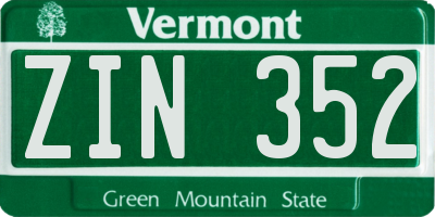 VT license plate ZIN352