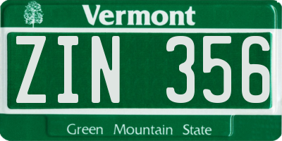 VT license plate ZIN356