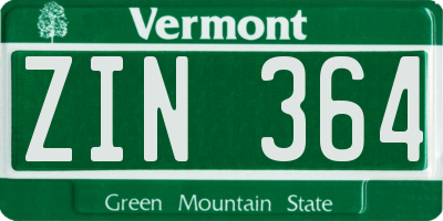 VT license plate ZIN364