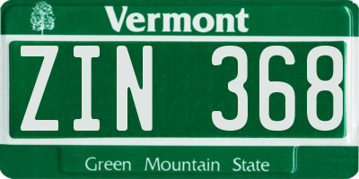 VT license plate ZIN368