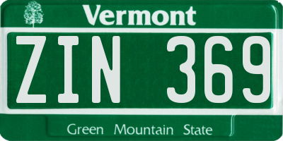 VT license plate ZIN369