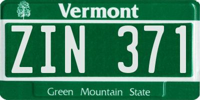 VT license plate ZIN371