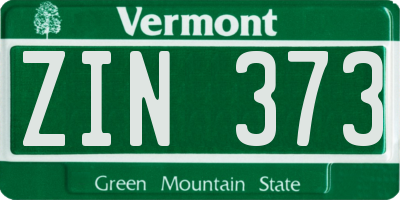 VT license plate ZIN373