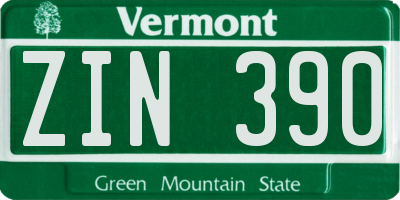 VT license plate ZIN390