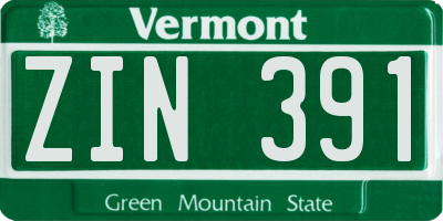 VT license plate ZIN391