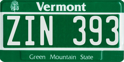 VT license plate ZIN393