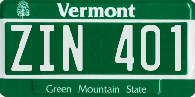 VT license plate ZIN401