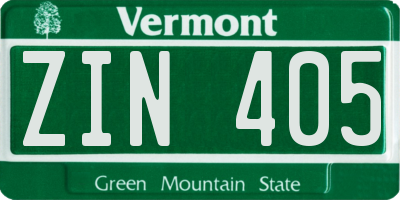 VT license plate ZIN405