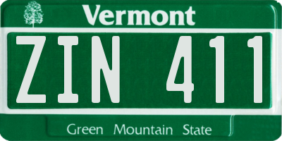 VT license plate ZIN411