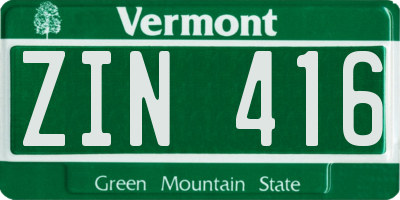 VT license plate ZIN416