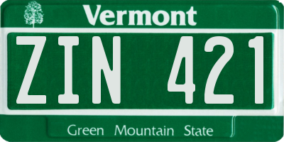 VT license plate ZIN421