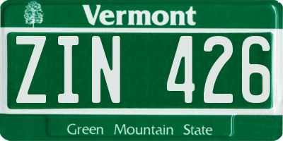 VT license plate ZIN426
