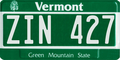 VT license plate ZIN427