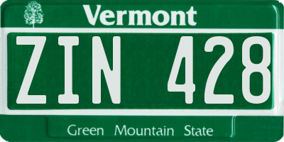 VT license plate ZIN428