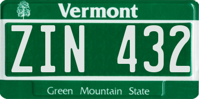 VT license plate ZIN432