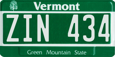 VT license plate ZIN434