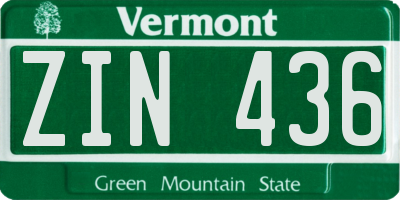 VT license plate ZIN436