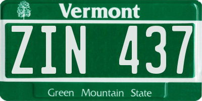 VT license plate ZIN437