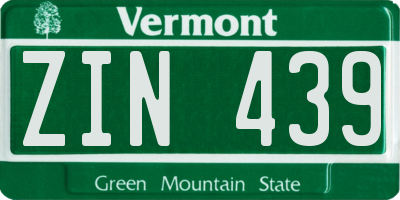 VT license plate ZIN439