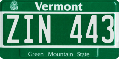 VT license plate ZIN443