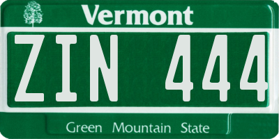 VT license plate ZIN444