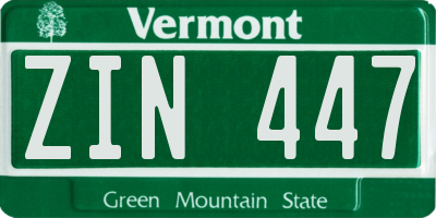 VT license plate ZIN447